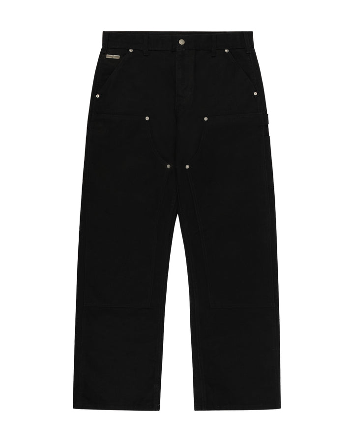 BLACK DOUBLE KNEE CANVAS PANTS