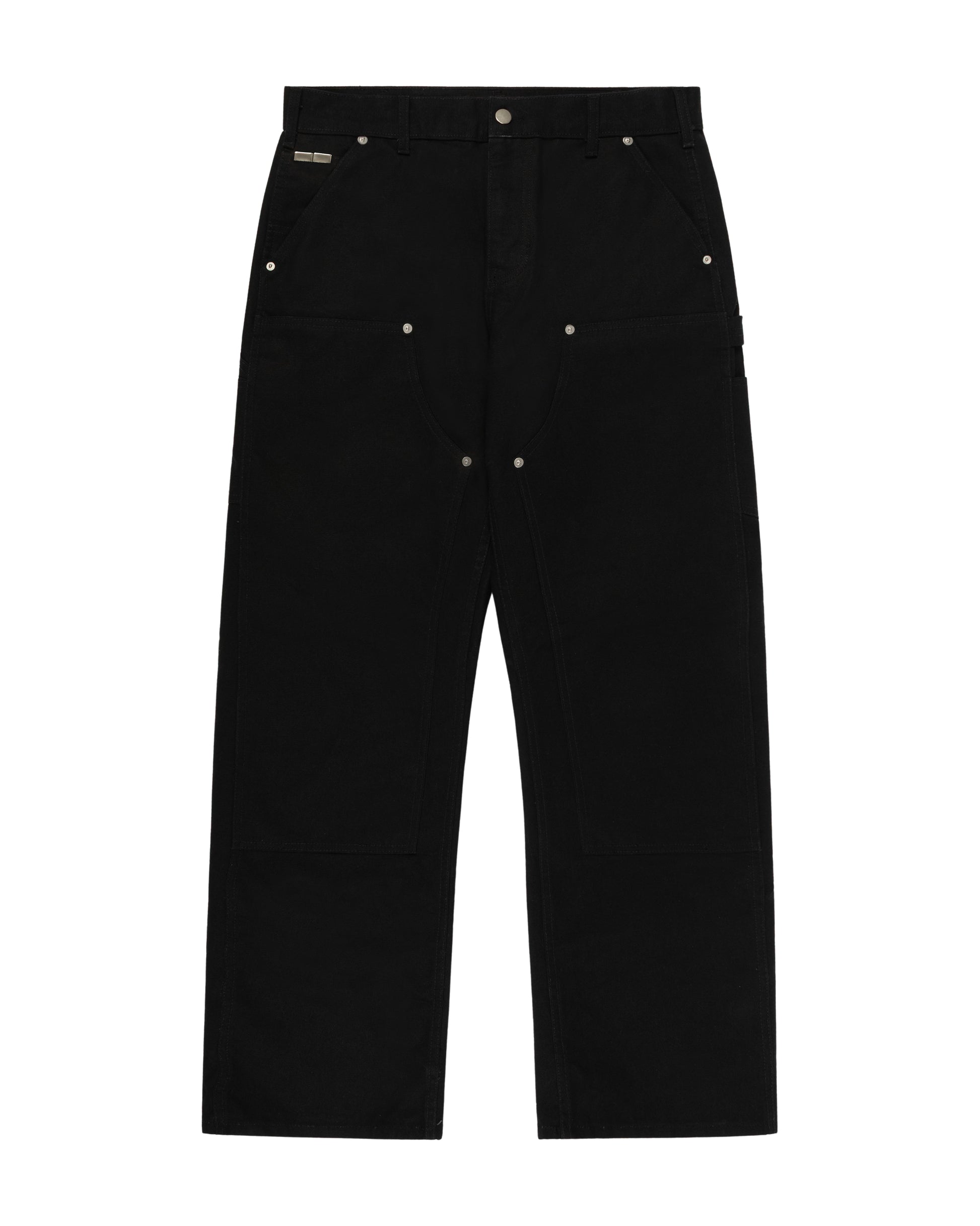 BLACK DOUBLE KNEE CANVAS PANTS
