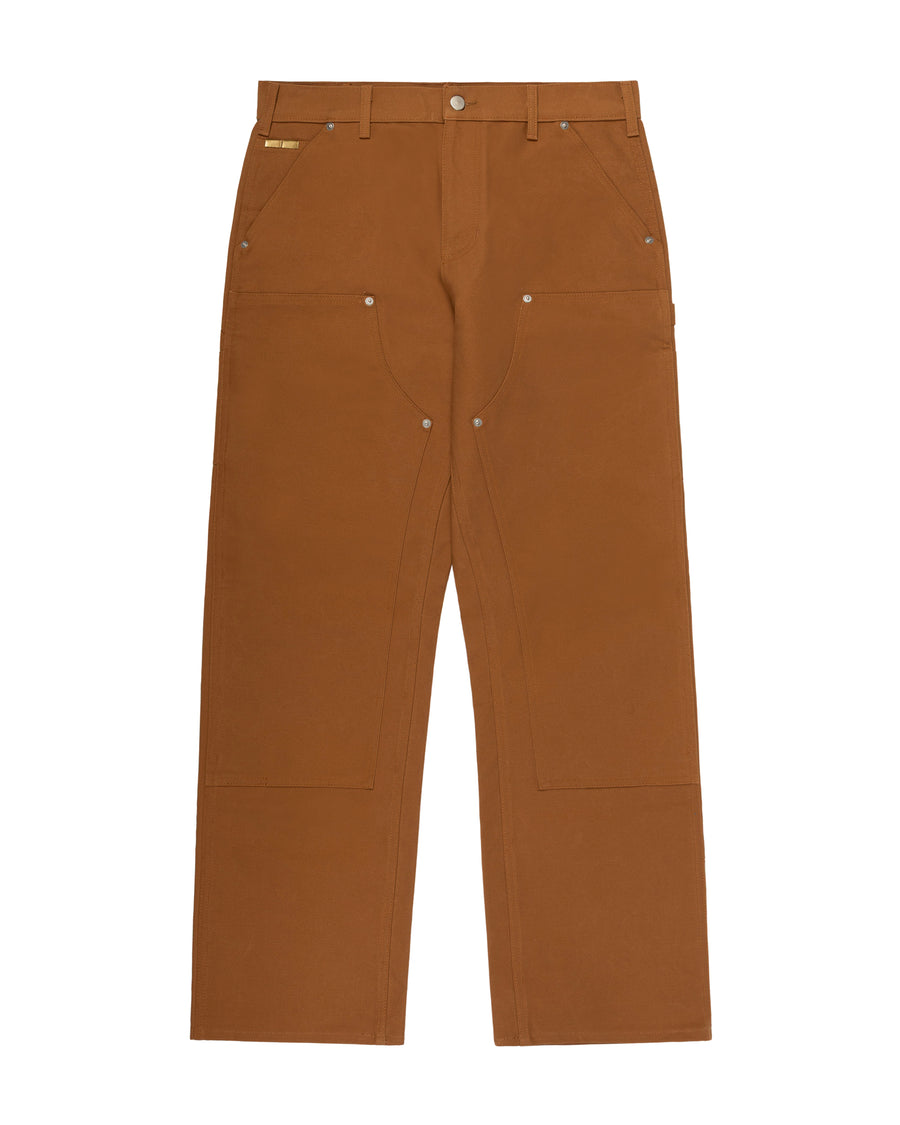 BROWN DOUBLE KNEE CANVAS PANTS